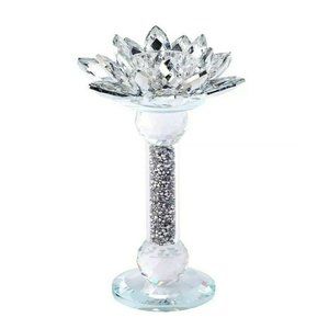 SOLD Crystal Lotus Candle Holder Home Housewarming Decoration Ornament Gifts